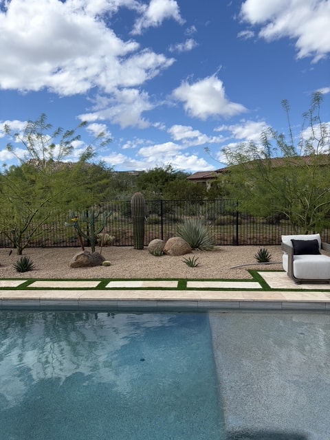 Modern desert pool patio landscape